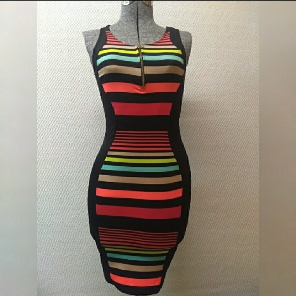 Colorful Striped Bodycon Dress